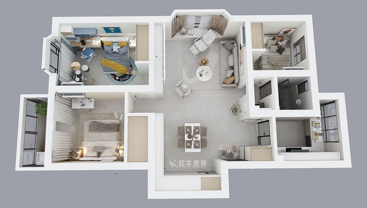 魏明花｜东宝花园12-402-96㎡-现代简约风格｜3室2厅1卫｜二手房装修｜定制家￥161200｜全包12